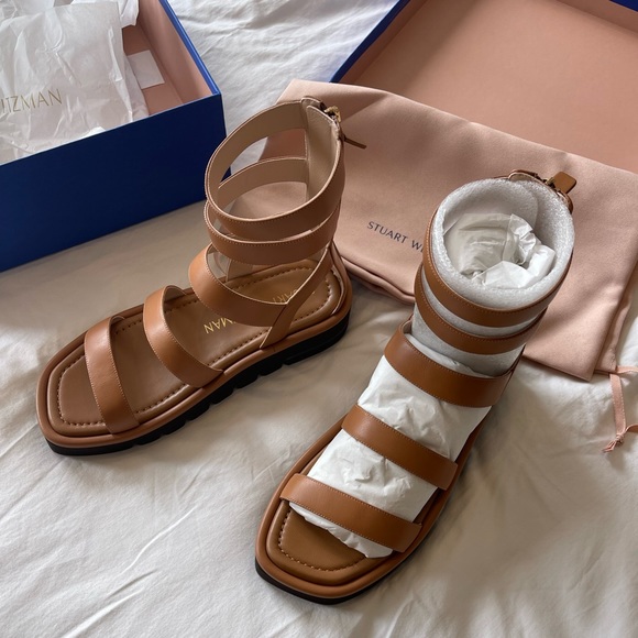 NWT Stuart Weitzman Gala Lift Gladiator Tan Sandals sz 8 - Picture 5 of 5